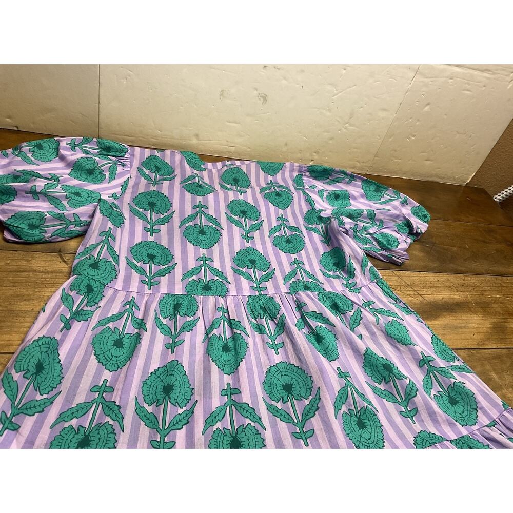 J. Crew Womens Floral Puff Sleeve Tiered Cover Up Sundress Size Medium - Picture 11 of 11